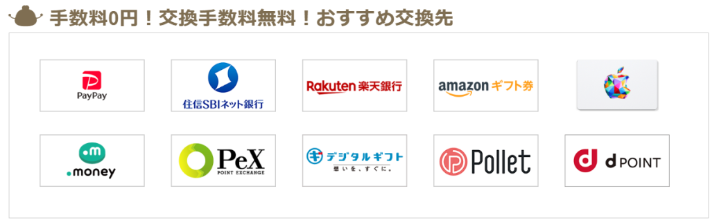 ポイント交換先